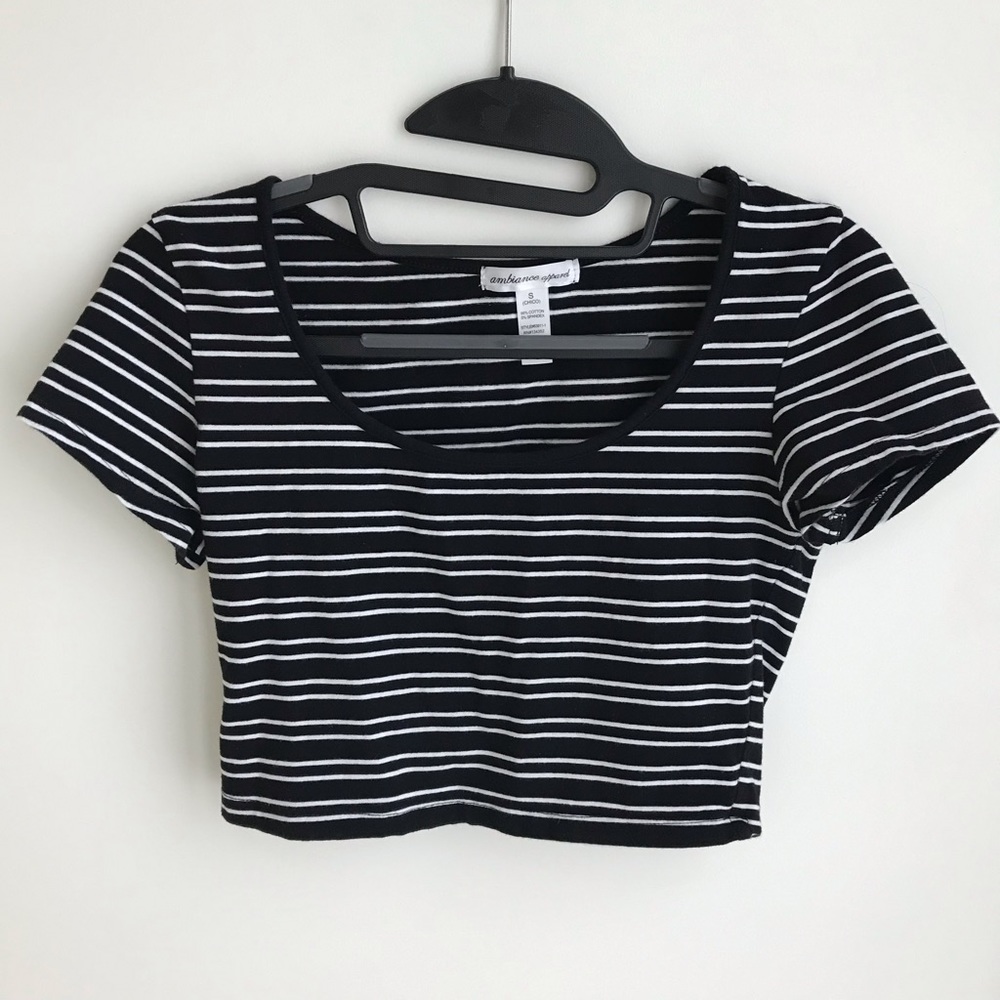 Black and White Striped Crop Top